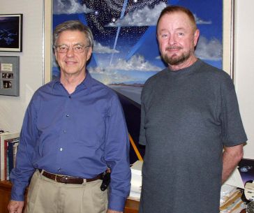 Hal Puthoff and Ingo Swann in Hal's Austin Texas office in 2002 (Courtesy, Robert Knight)