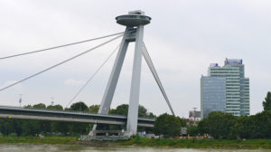 Novy Most Bridge, Bratislava, Slovakia--close up of support tower
