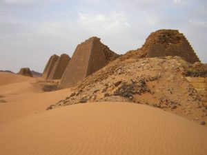 Meroe Sudan pyramidal structures showing weathering