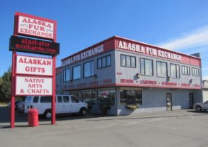 The exterior of the Alaska Fur Exchange