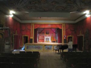 The stage in the Amargosa Opera House seen from the back of the auditorium area
