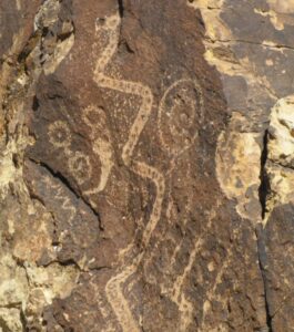 Parowan Gap rattlesnake petroglyph